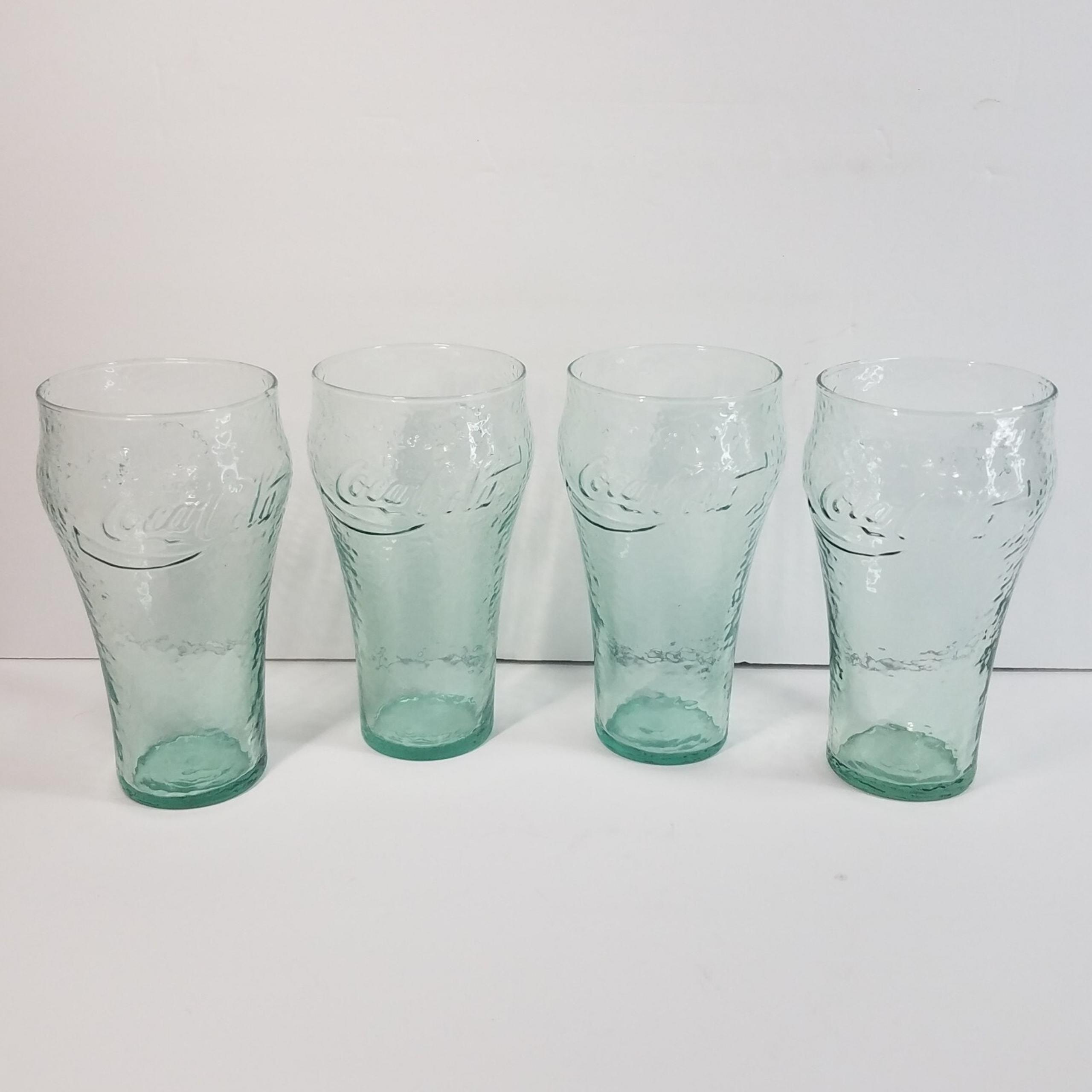 4 Vintage Coca Cola Cobalt Blue Bell Shaped 6" High Drinking Glasses Tumblers