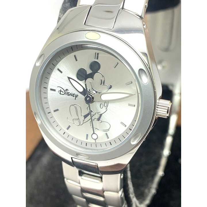 Disney Women's Watch Mickey Mouse Quartz Silver Stainless Steel 27mm W000487