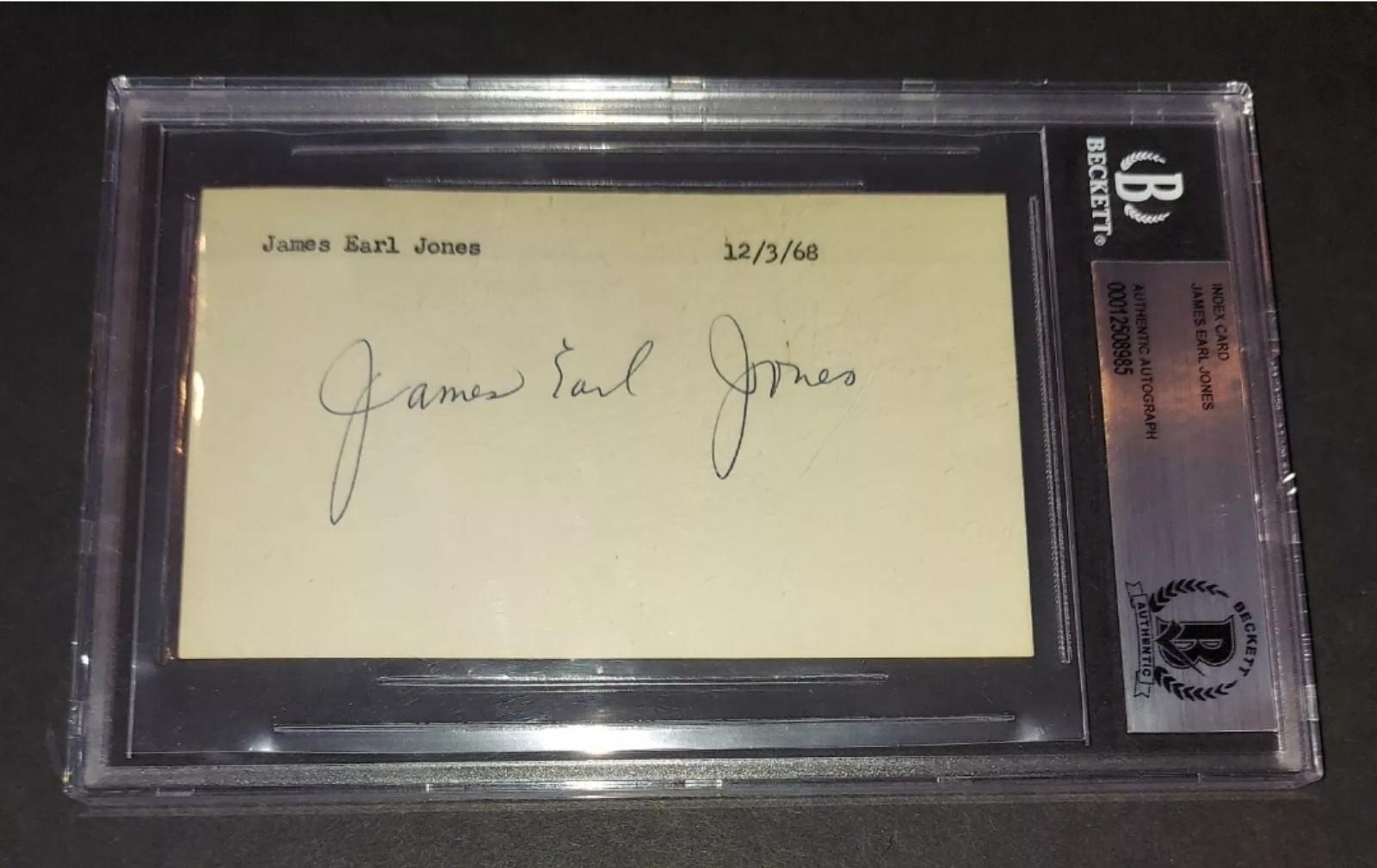 James Earl Jones autographed and slabbed index card Beckett COA