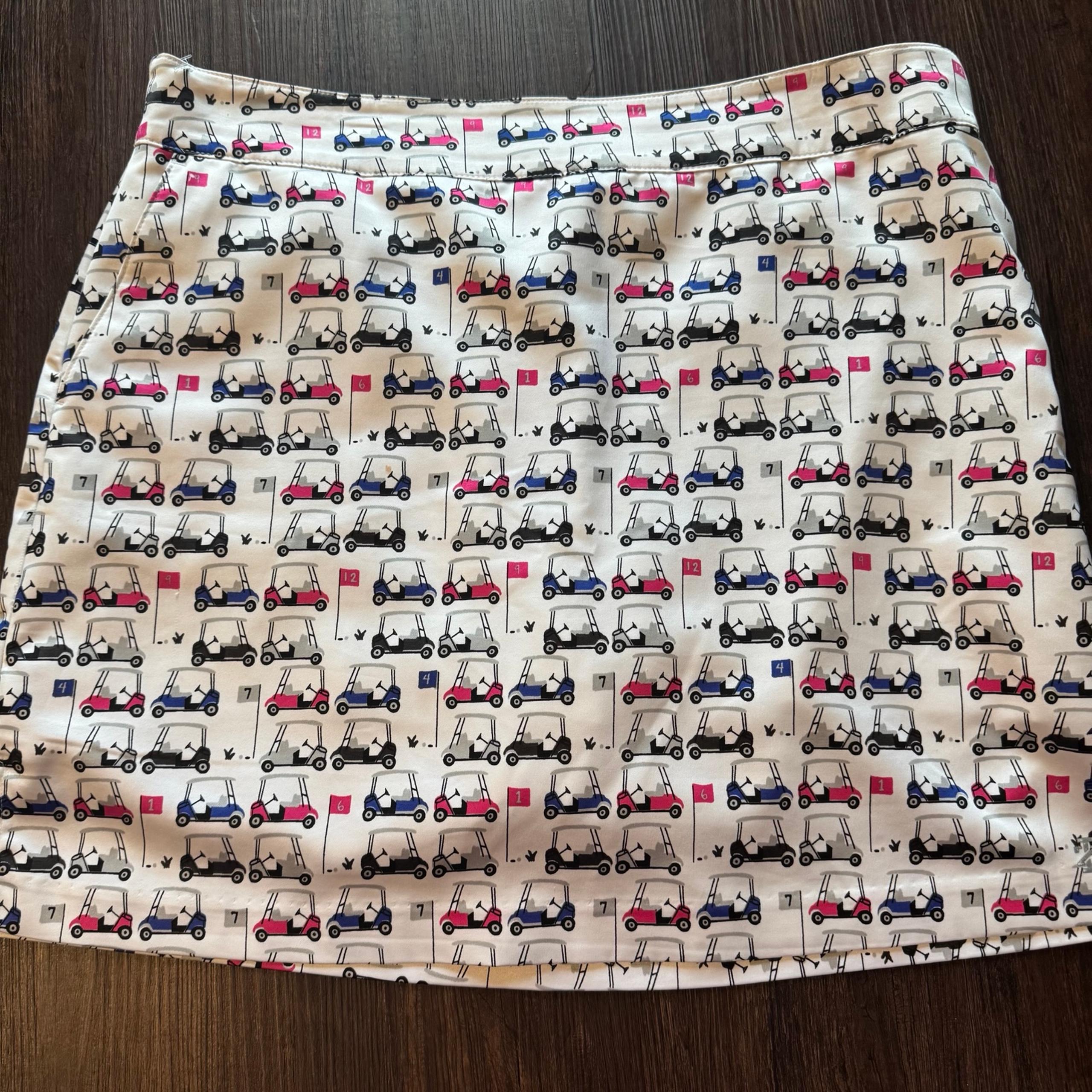 Izod Golf Skirt Women's Size 10 Golf Cart Print Side Zipper Built In Shorts. AOP