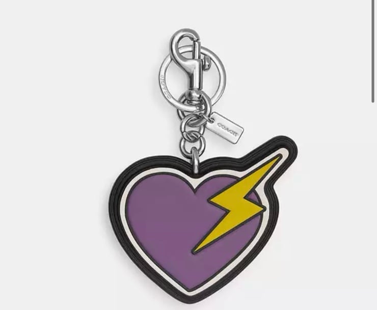 CW474 Coach Heart And Bolt Bag Charm