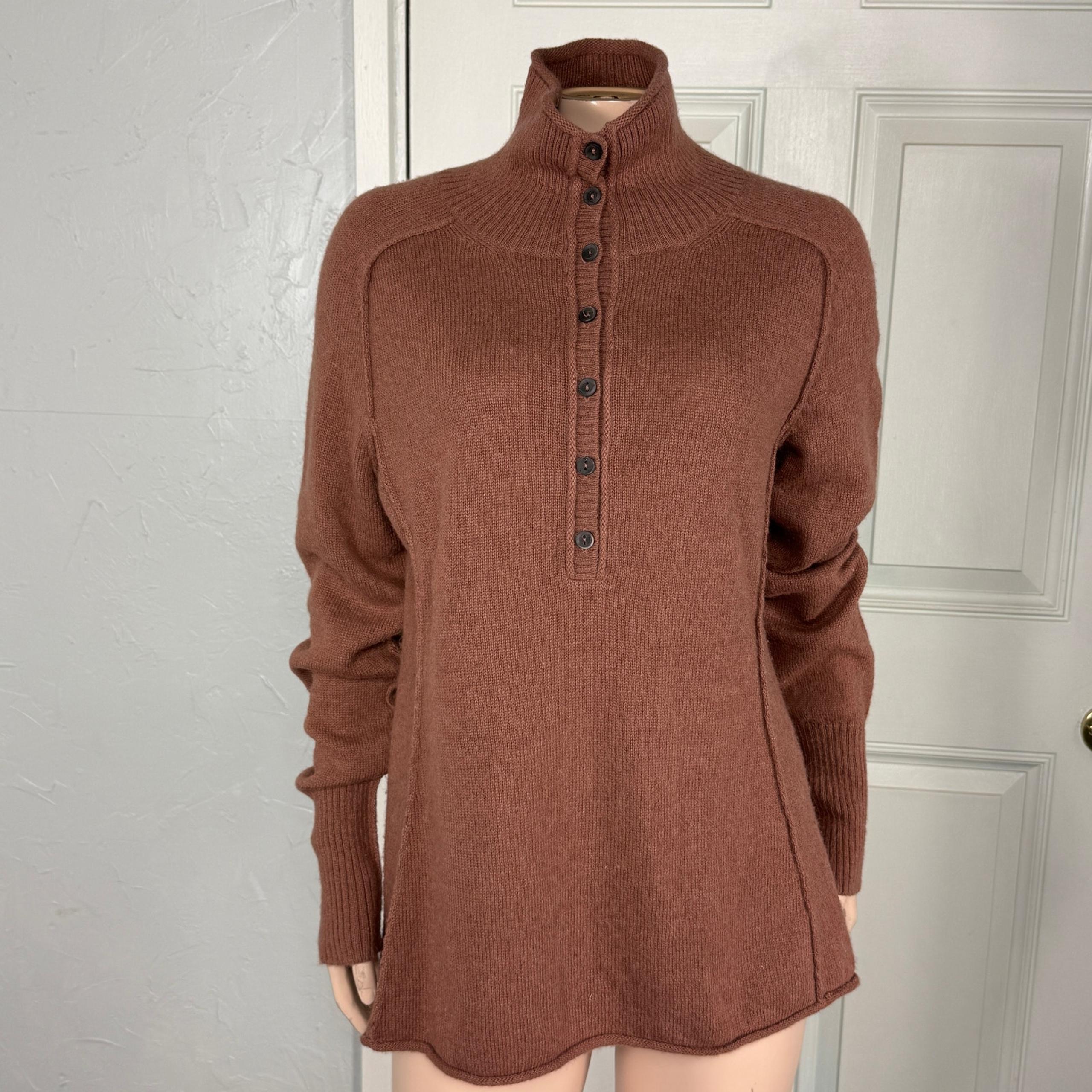 Womens Sweater Medium Alpaca Button pullover Turtle neck JJ9 - Peruvian Connection