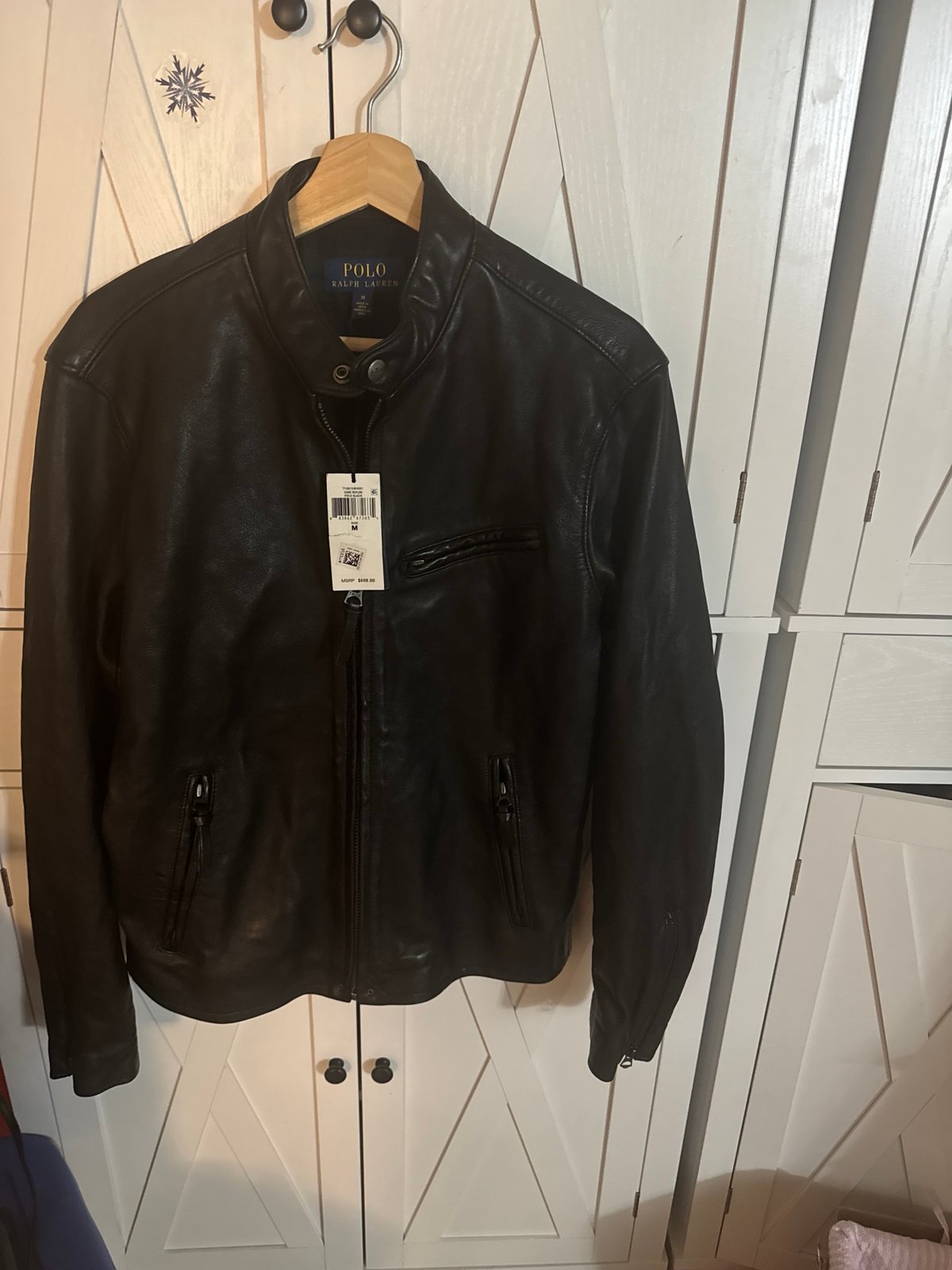 698 Ralph Lauren Polo Leather Bomber Jacket Leather Biker Jacket new