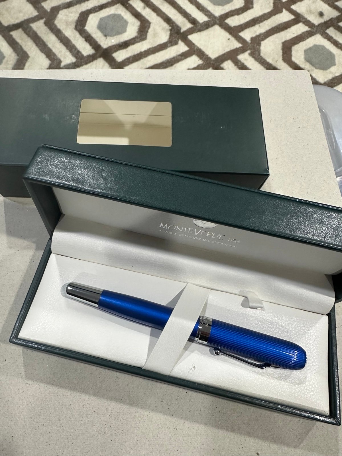 **NIB** Monteverde USA Blue & Silver RODEO DRIVE Fountain Pen, Fine Nib