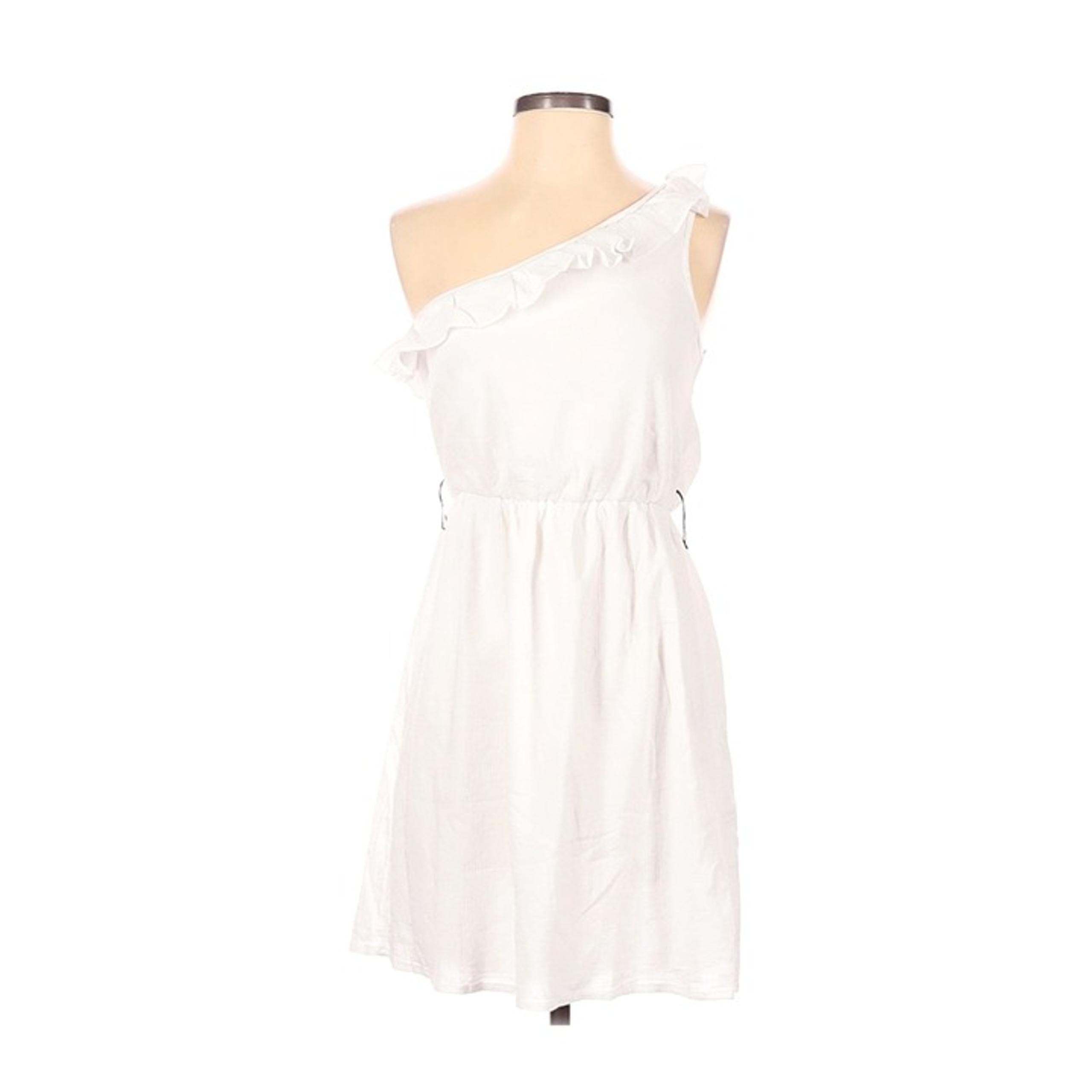 City Triangle White One-Shoulder Ruffle Dress Womens Size S