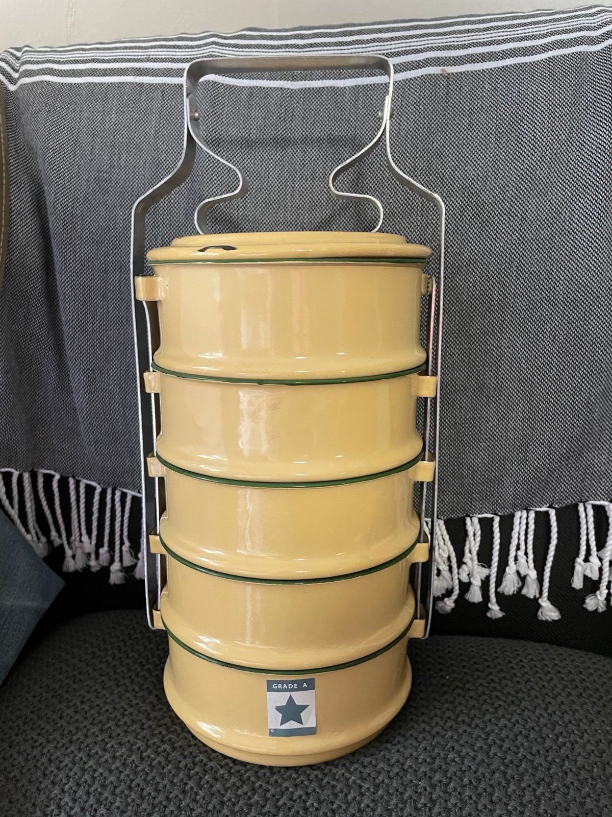 Vintage Enamel Tiffin Box Enamelware Lunch Box /5 rd boxes