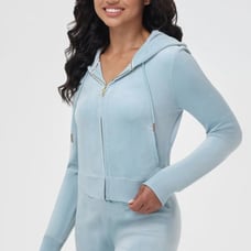 Juicy Couture Bling Velour Tracksuit Hoodie & Pants PASTEL TURQUOISE size M NEW