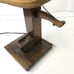 1980s Well Water Pump Table Lamp Handcrafted Wood School Model Burlap Shade MCM