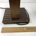 1980s Well Water Pump Table Lamp Handcrafted Wood School Model Burlap Shade MCM