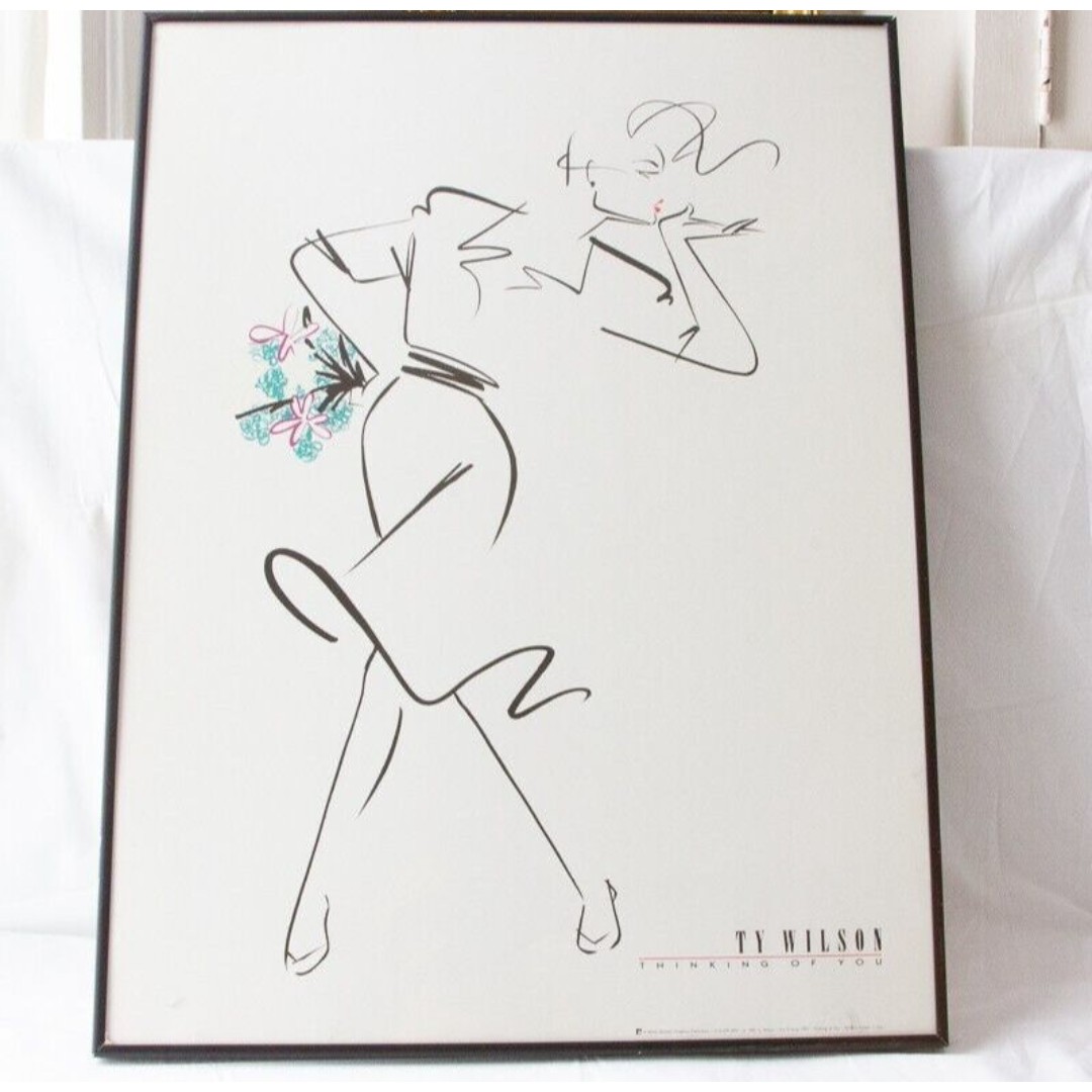 Rare 1991 TY WILSON Original Lithograph 24 x 18 Thinking Of You Made In Italy