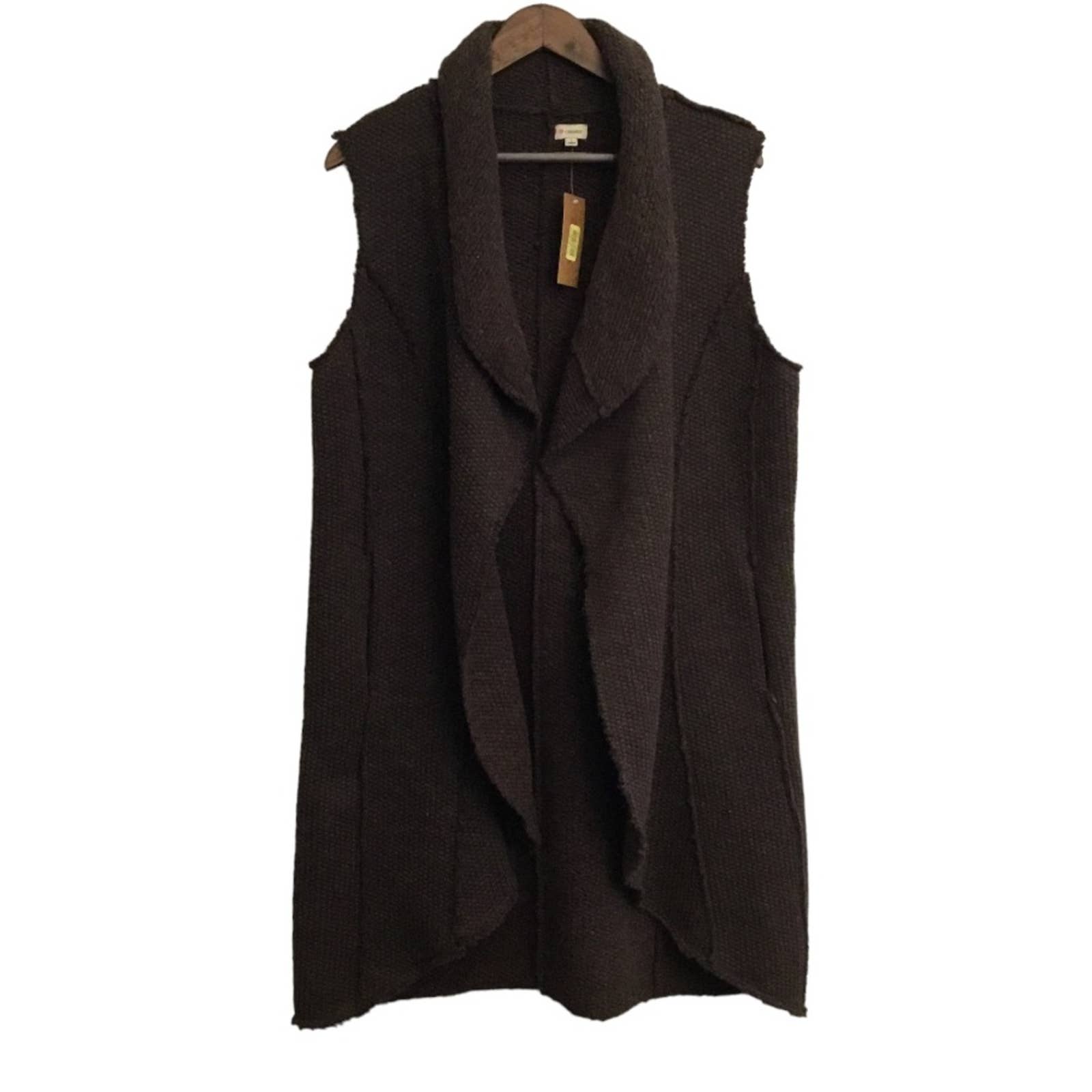 Daniel Cremieux Long Draped Open Front Vest Wool Blend Size L NWT