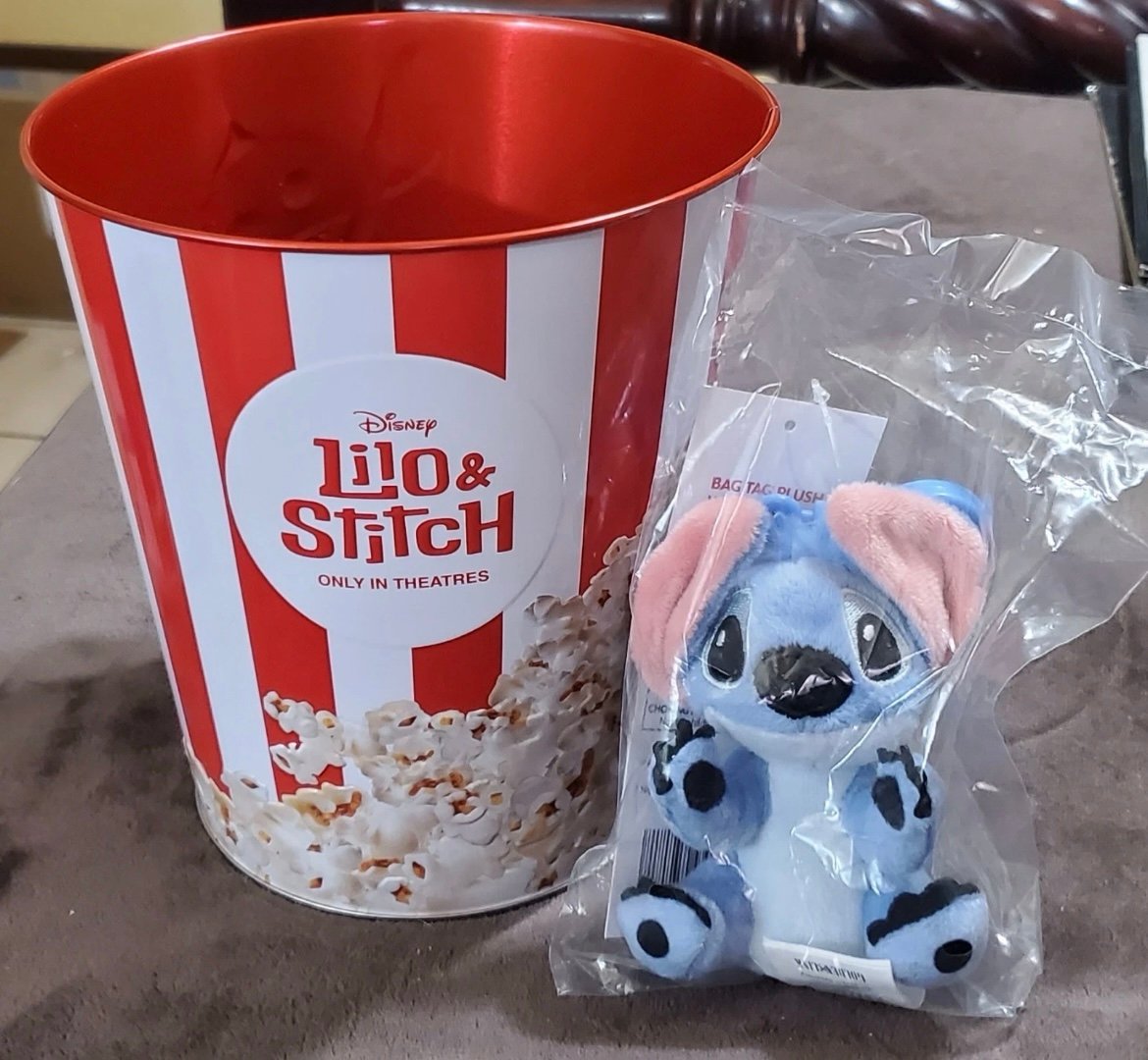 Cinemark 2025 Lilo & Stitch Plush Tin Surfing Popcorn Bucket Brand New Fast Ship