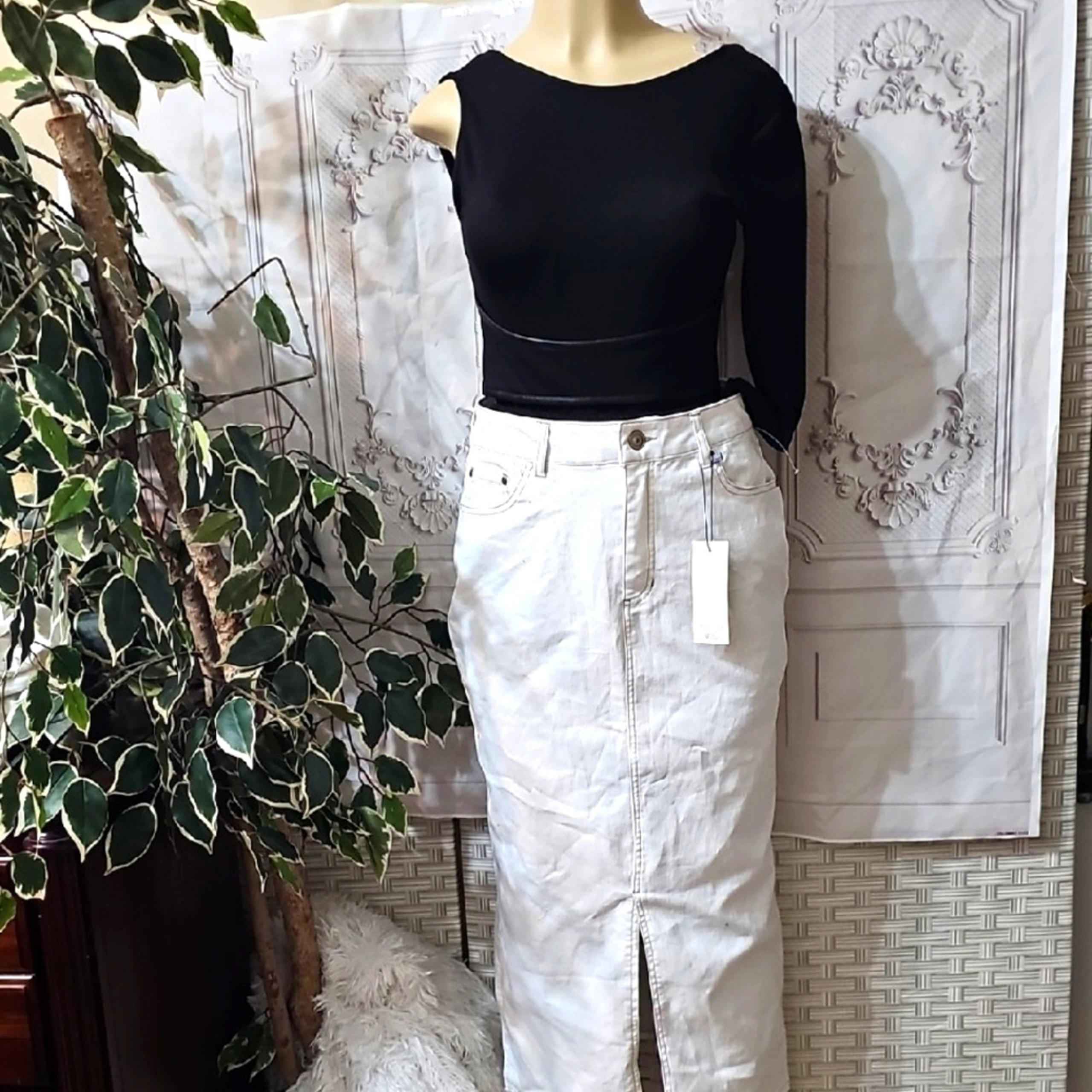 Rachel Zoe NWT High Rise White Denim Maxi Skirt 10