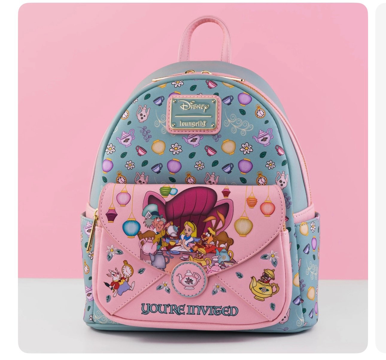 Loungefly NWT Alice in Wonderland You’re Invited mini backpack