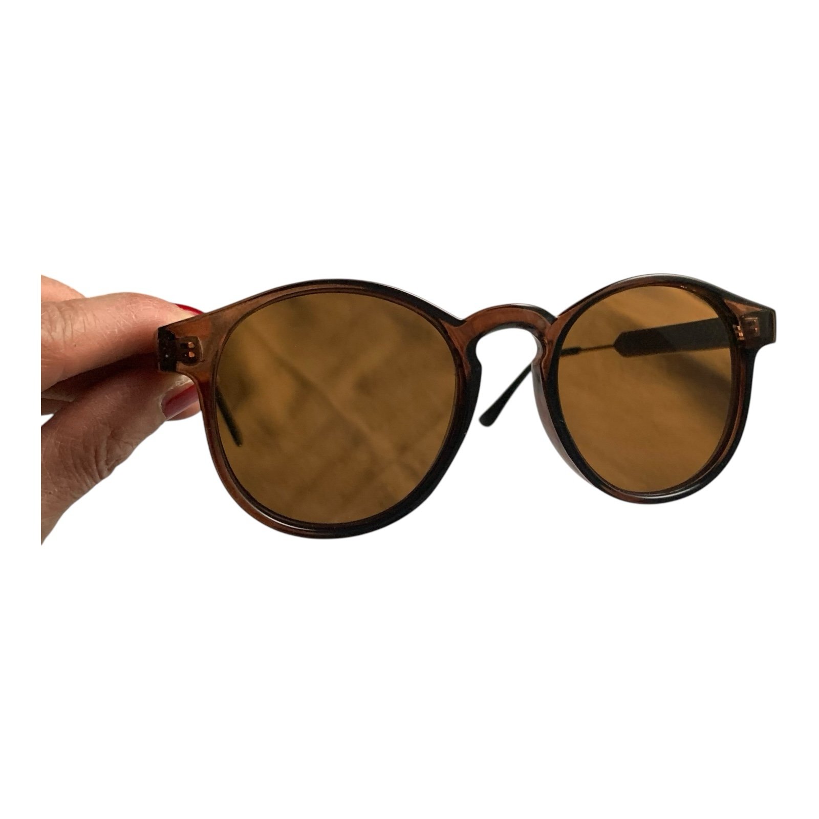 Ambassador Andrew Round Brown Sunglasses Unisex Walnut Color