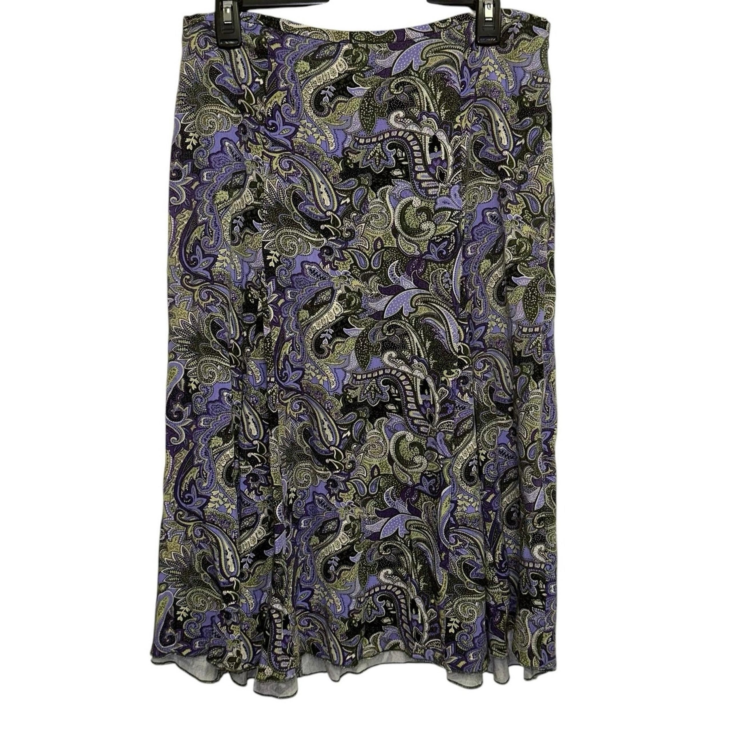 Dress Barn Multicolored Paisley Pull On Skirt