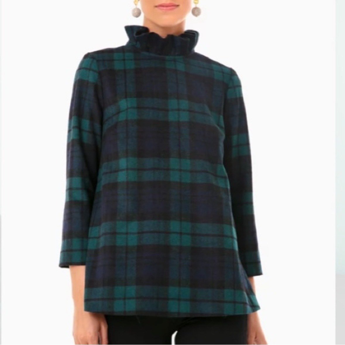 Tuckernuck Blackwatch Plaid Faye Blouse Wool Blend Lined Preppy Old Money Large
