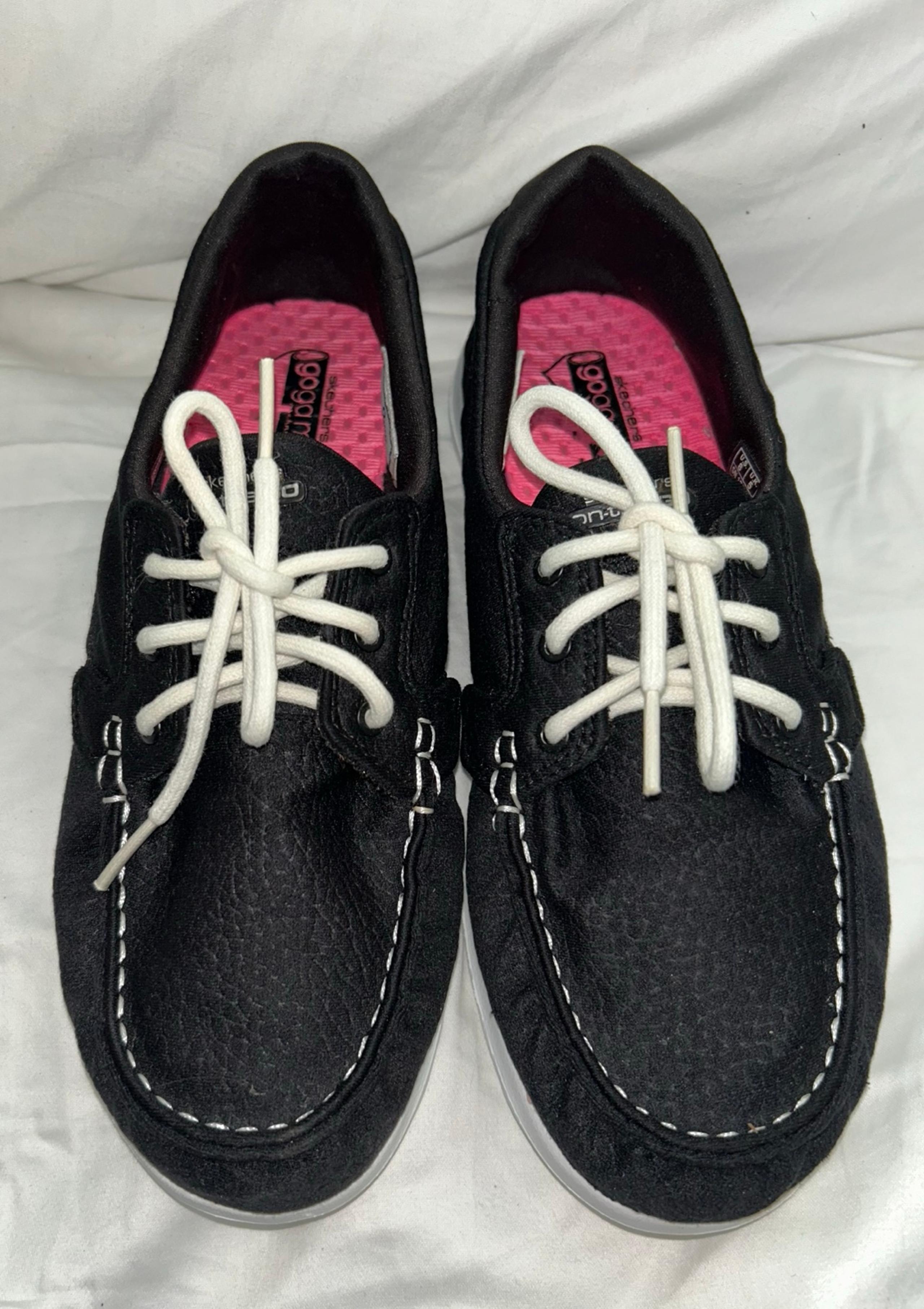 Skechers Goga Mat Black Shore Boat Shoes Loafers Womens 8