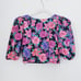 Zara Floral Puffy Sleeve Crop Top w Purple and Pink Flowers Side Zip XS