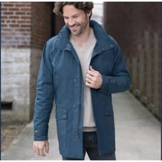 STAUER Hampton Explorer Mens Full-Zip Lined Hoodie Canvas Jacket 2XL Blue Nwt