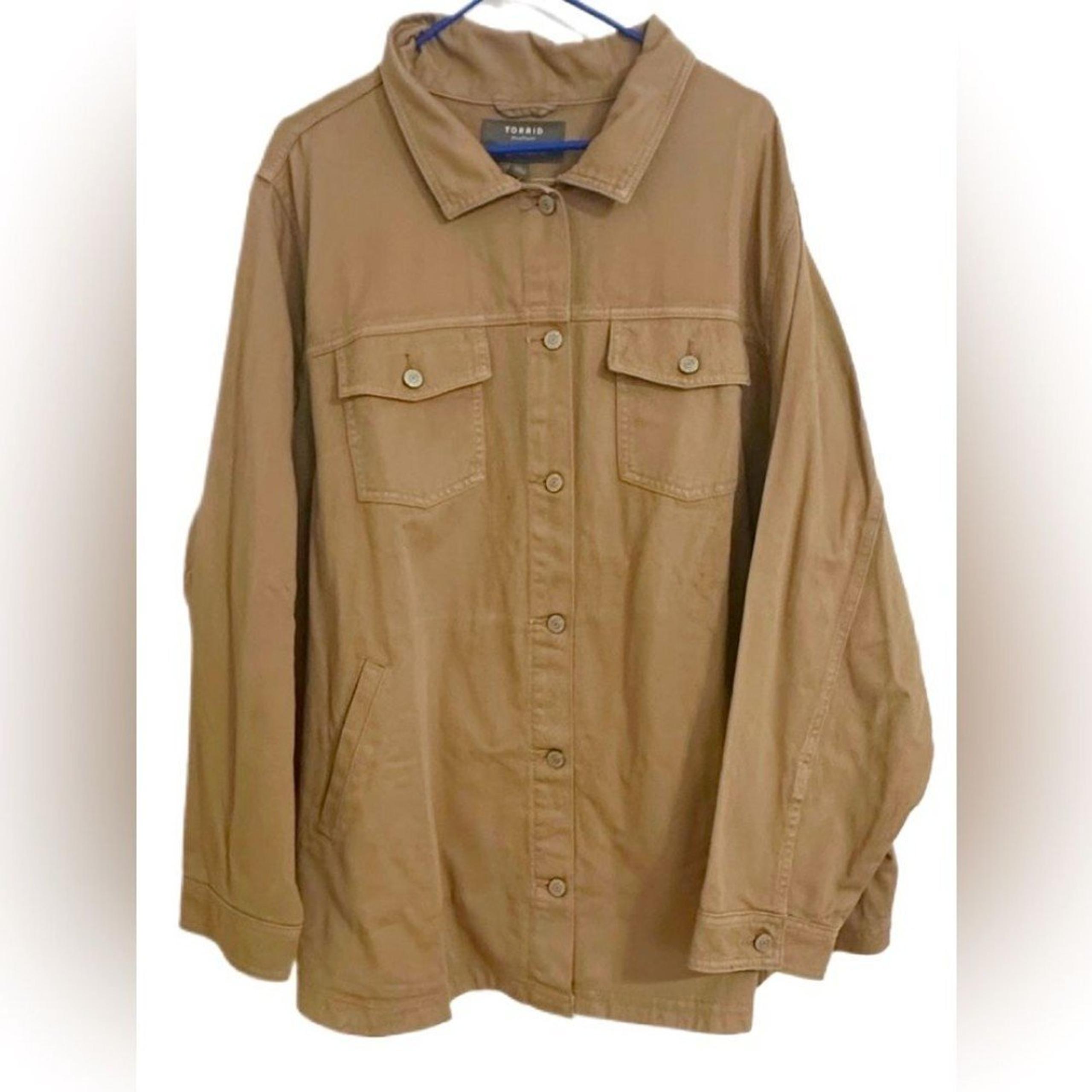 Torrid Women's Plus Size 4 Brown Denim Shacket Long Sleeve Jacket
