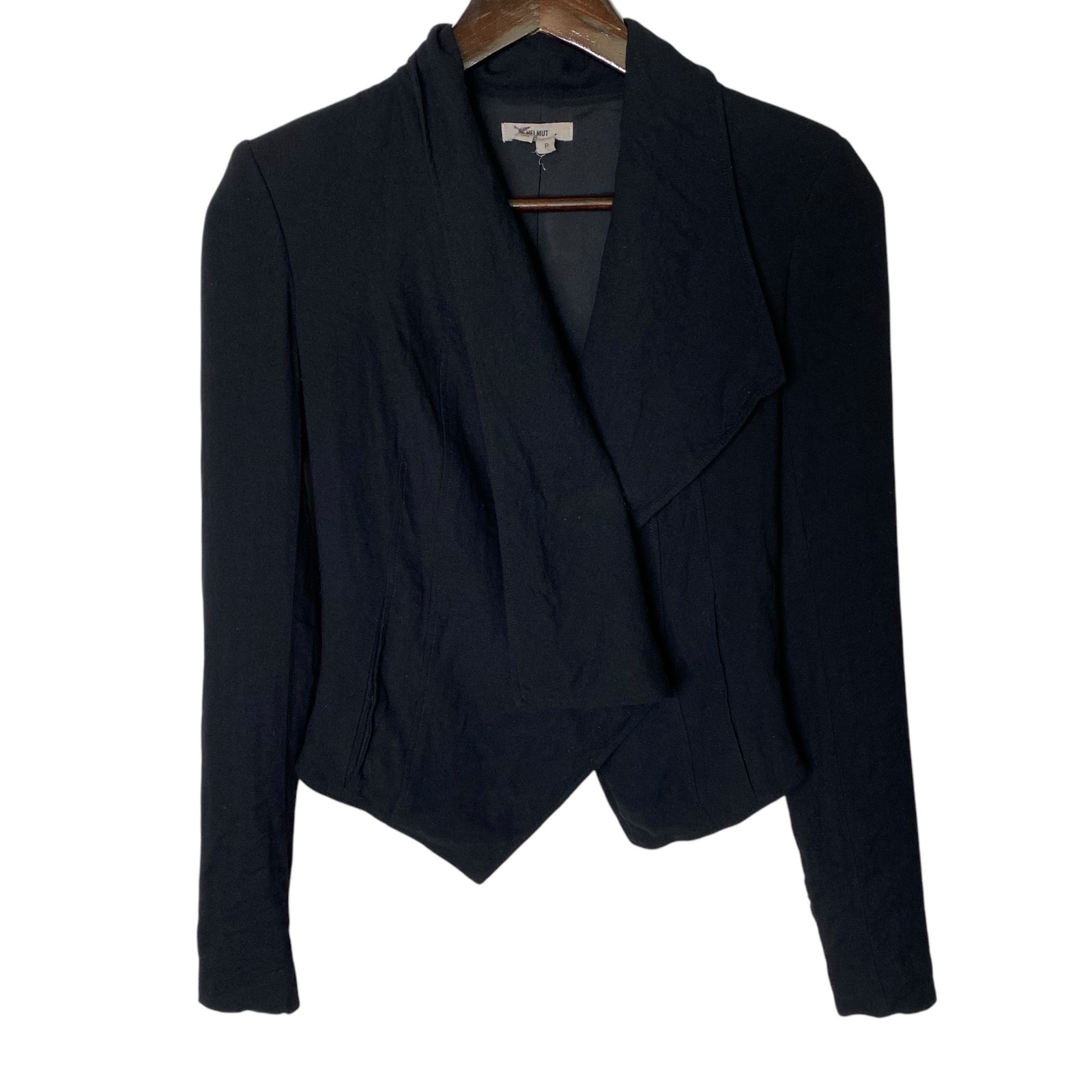 Helmut Lang Flash Drape Silk Blend Blazer Black Asymmetrical, size P / XS
