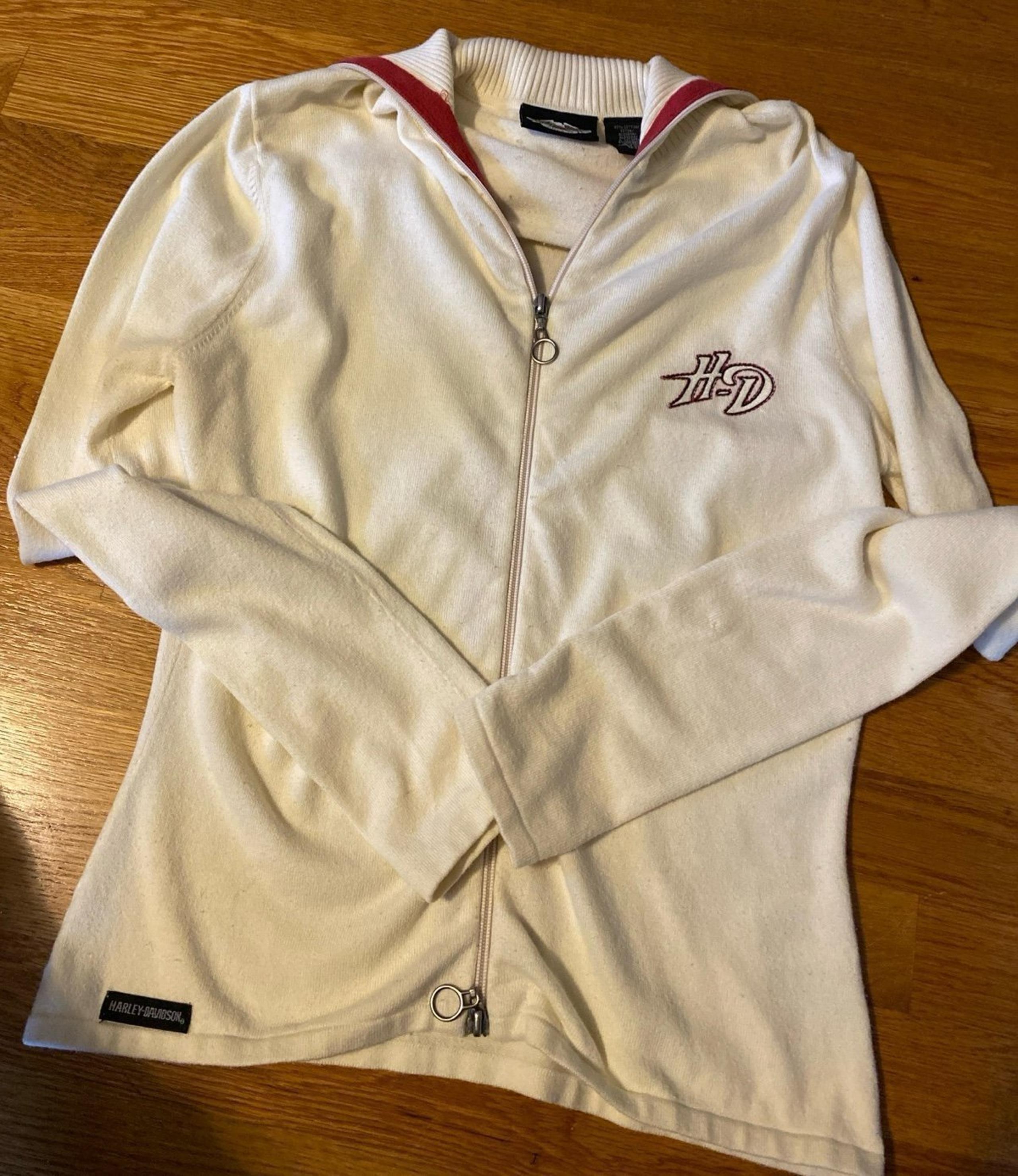 Harley Davidson Full Zip Sweater Jacket Small Women’s Stretch Collar Cream