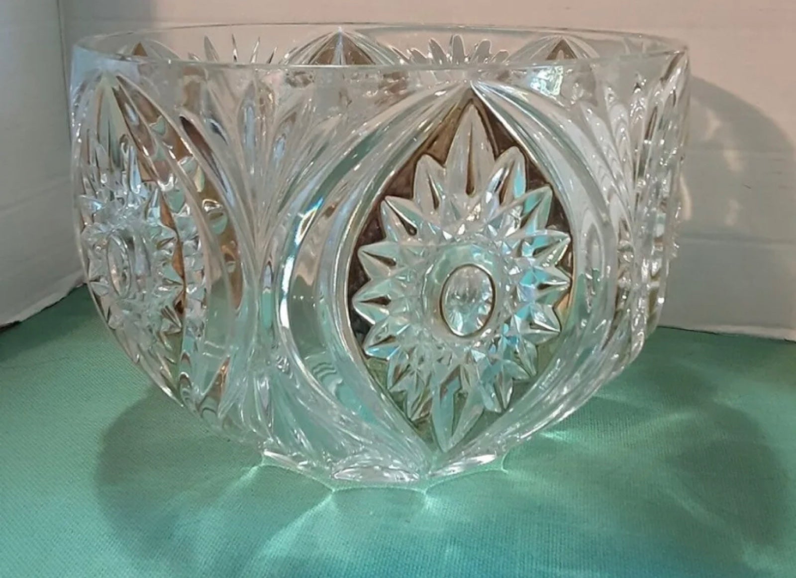 Vintage 1950's Cut Crystal and Gilt Enamel Fruit Bowl-Bohemian