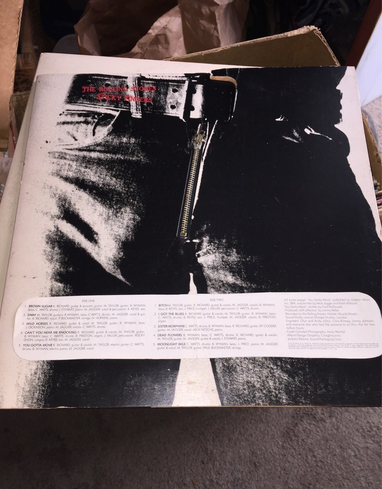 Vinyl and CD Rolling Stones Sticky Fingers Album, vinyl COC 59100