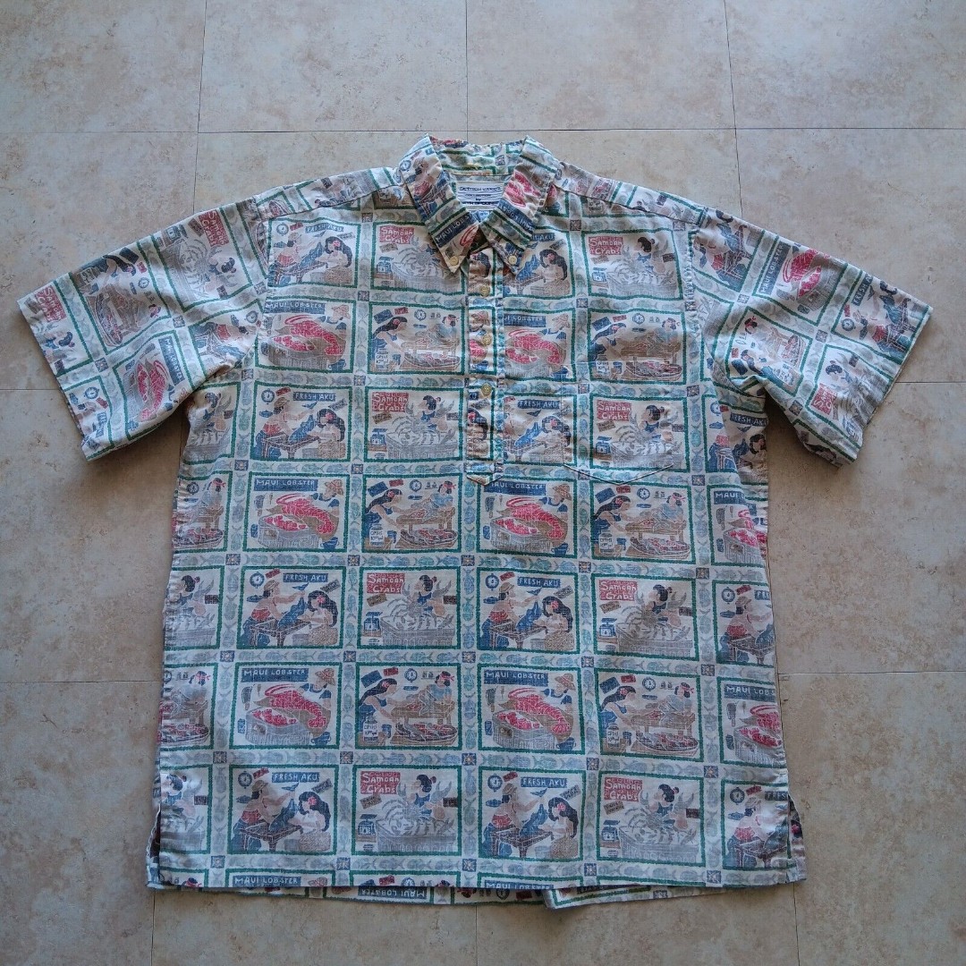 RARE VTG Reyn Spooner Dietrich Varez Size XL Shirt Hawaiian Market Maui Lobster