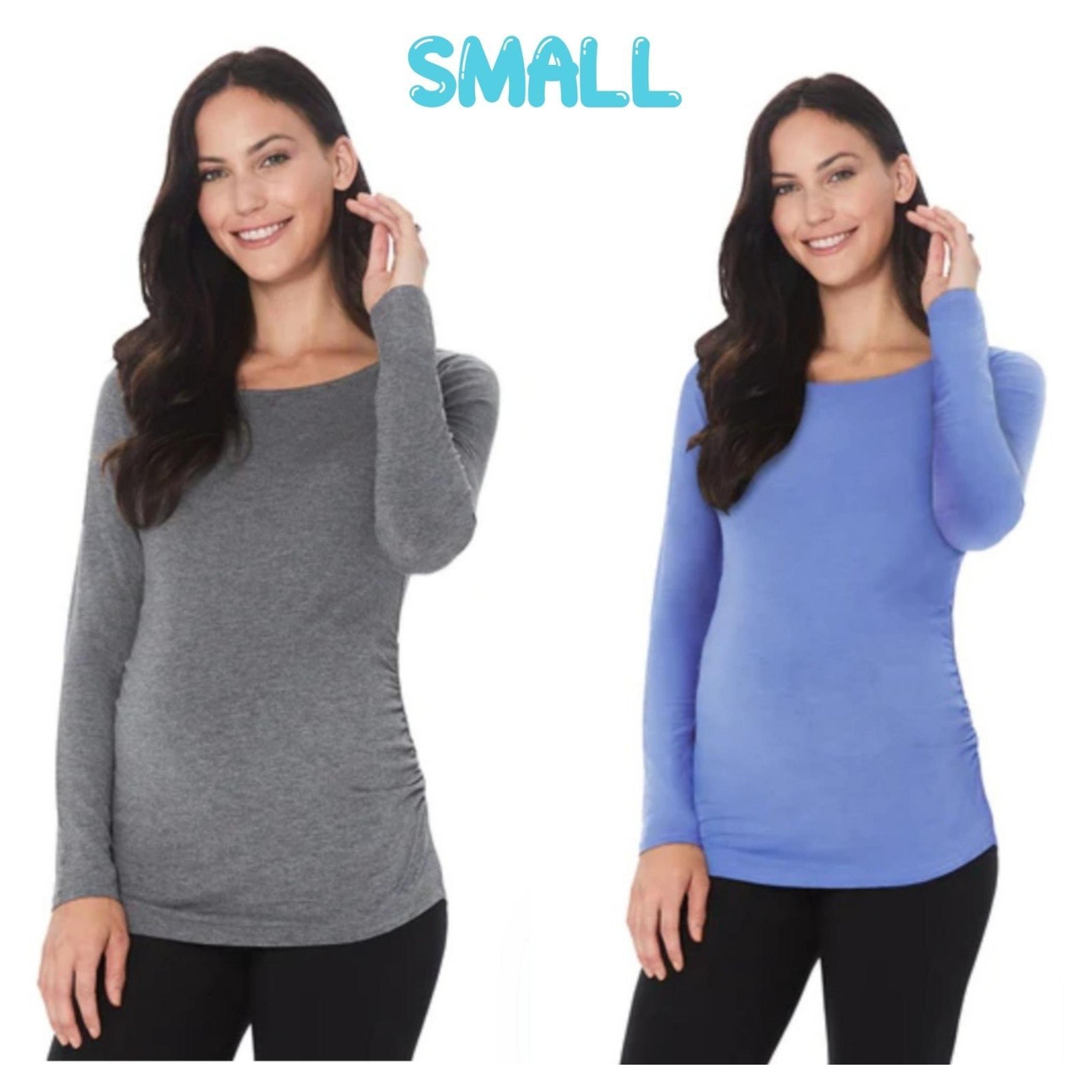 Cuddl Duds Women S Softwear Crewneck Long Sleeve Maternity Set Grey Periwinkle