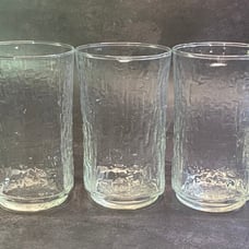 Set of (3) Vintage Libbey Drinking glasses/Tumblers. Round Top Square Bottom.
