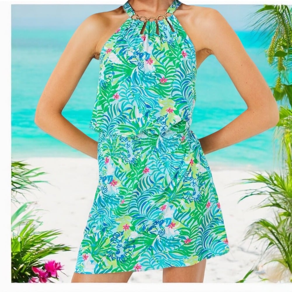 Lilly Pulitzer | Shirelle Skirted Romper Floral Tropical Resort-wear Size Medium