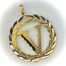 14K Solid Gold Initial Letter V Pendant