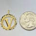 14K Solid Gold Initial Letter V Pendant