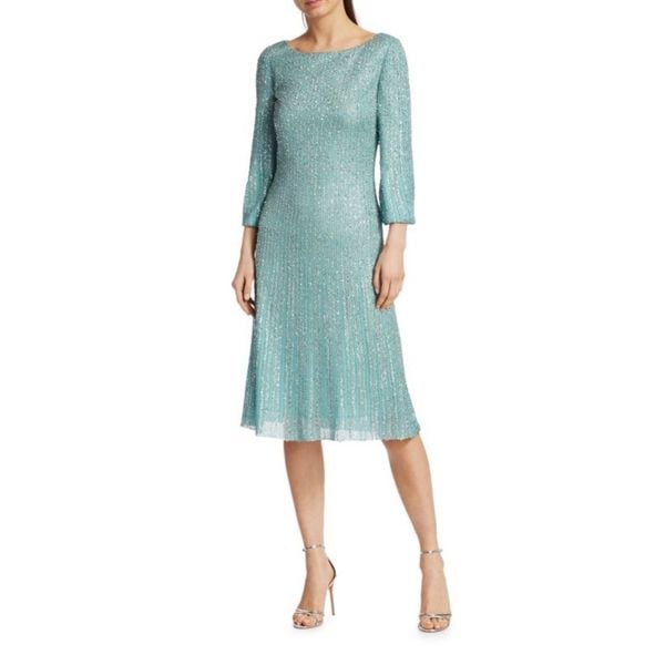 St. John Tinsel Cocktail Dress in Blue Size 6