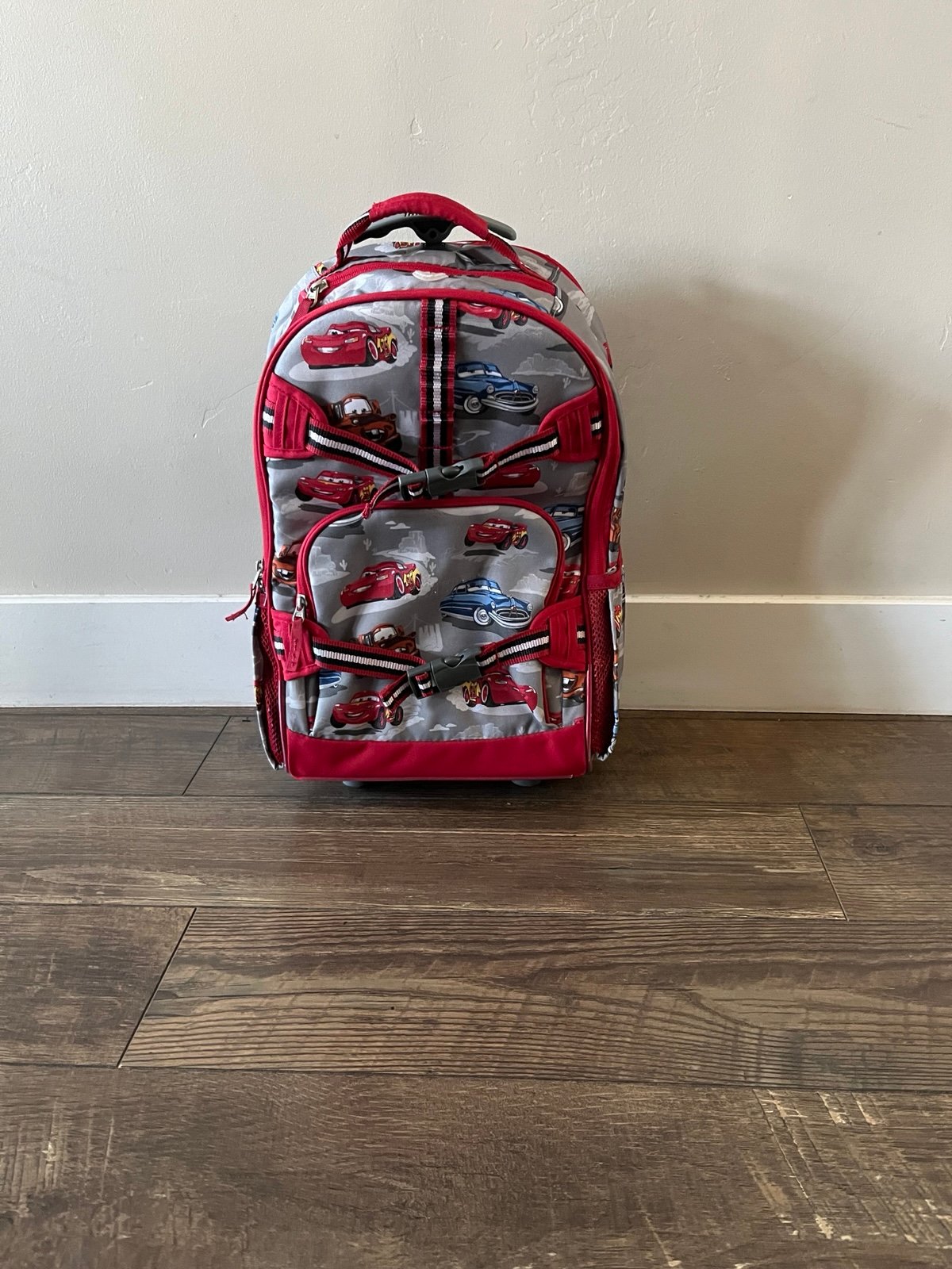 Pottery Barn Kids Pixar Cars Rolling Backpack Lightning McQueen Travel 18 inches