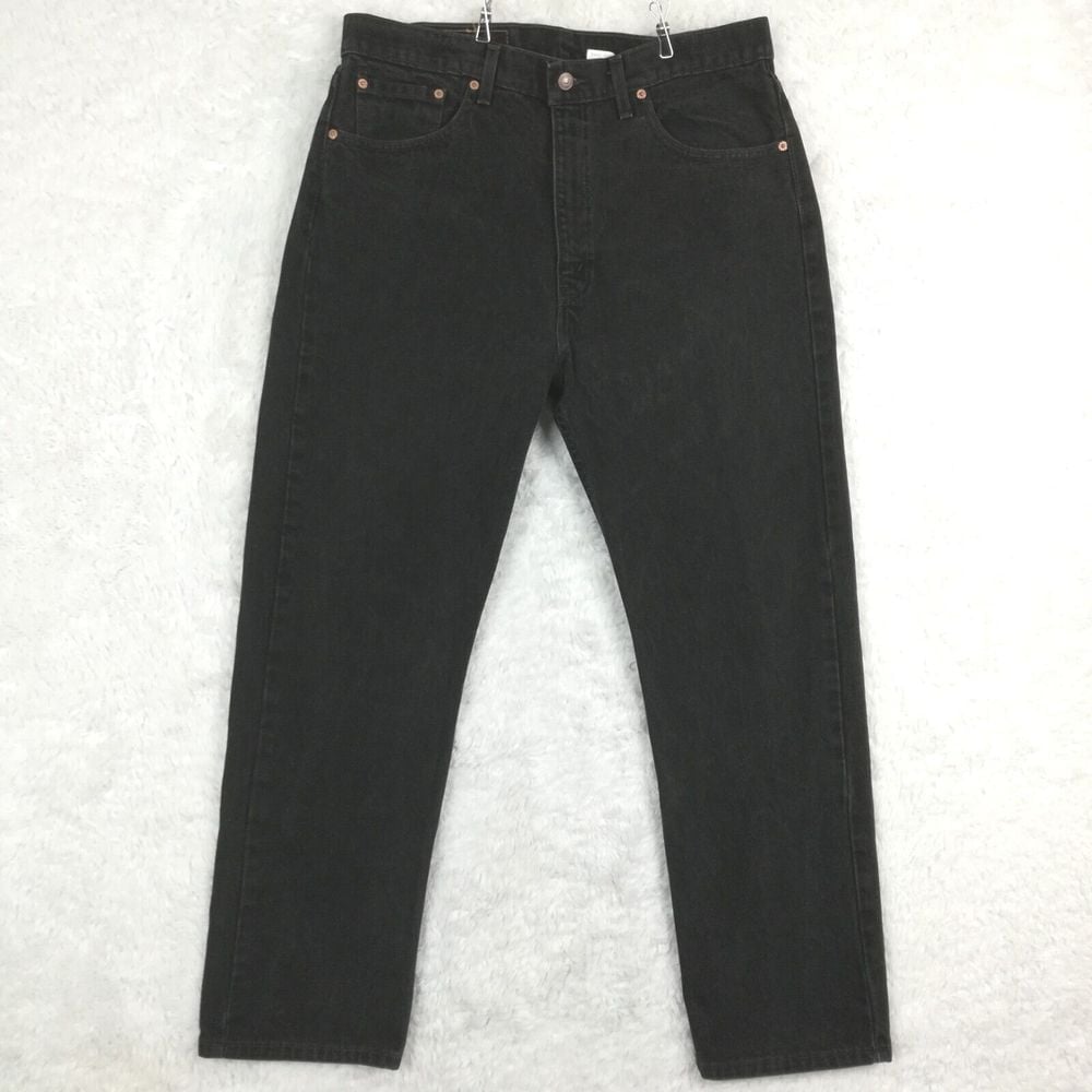 Vtg Levi's Mens Jeans 90's 505 Regular Fit Straight Leg Denim Black Wash 38x30