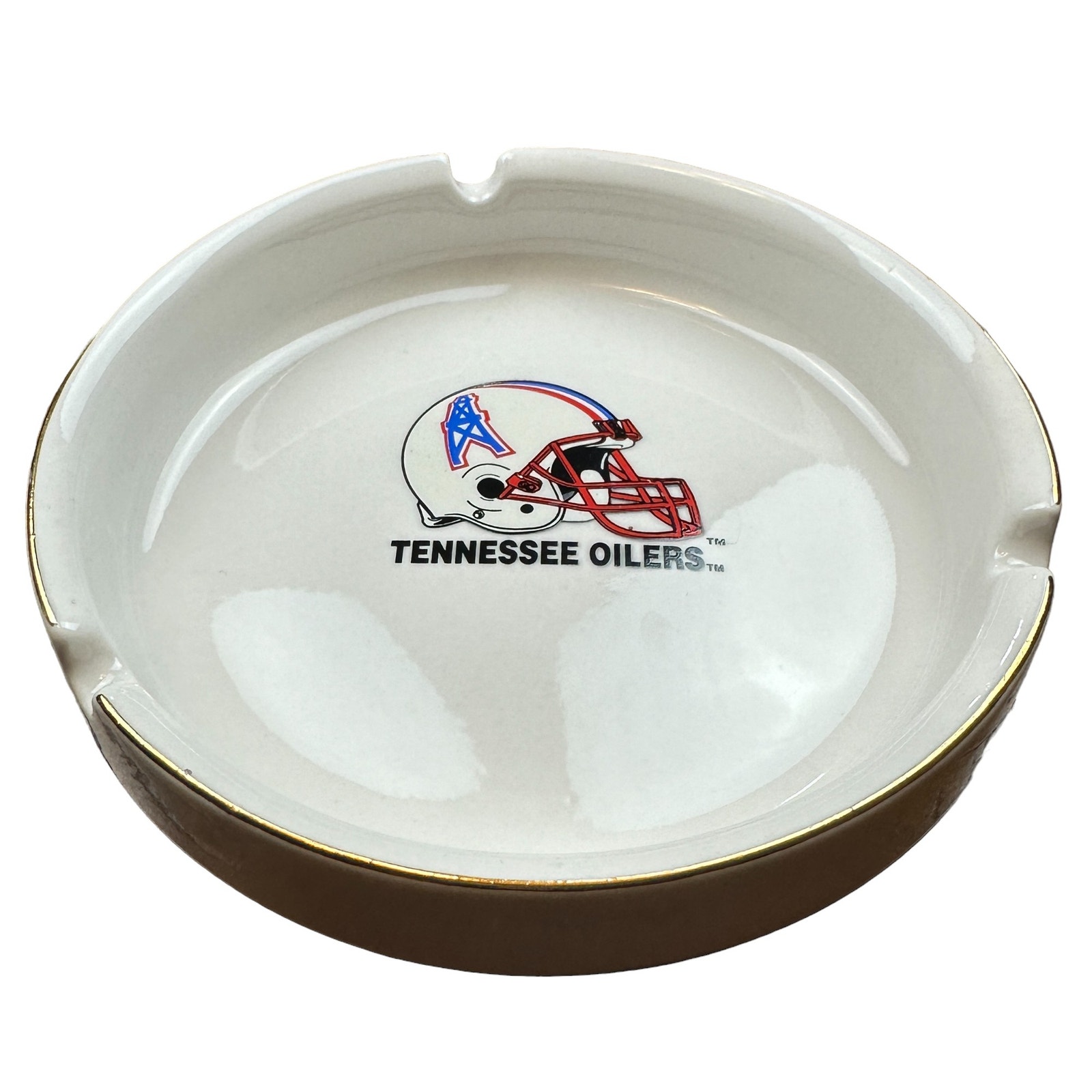 NOS Vintage Tennessee Oilers Gold Trim Ashtray Official NFL Licensed Product