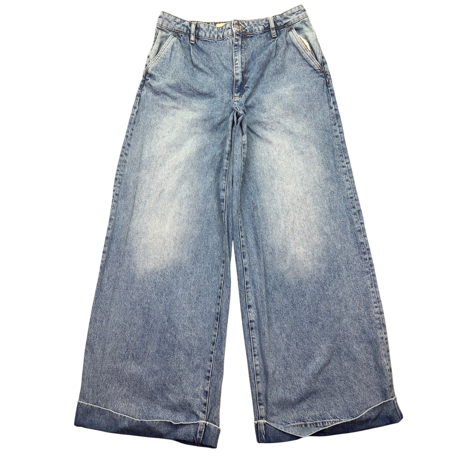PILCRO Wide Leg Jeans High Waist Denim Blue Women's Sz 31 Fits 33 Grunge Y2K