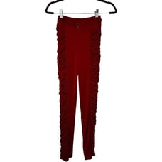 I.AM.GIA. Red Estella Ruched Skinny Pants Size XXS Statement Y2K