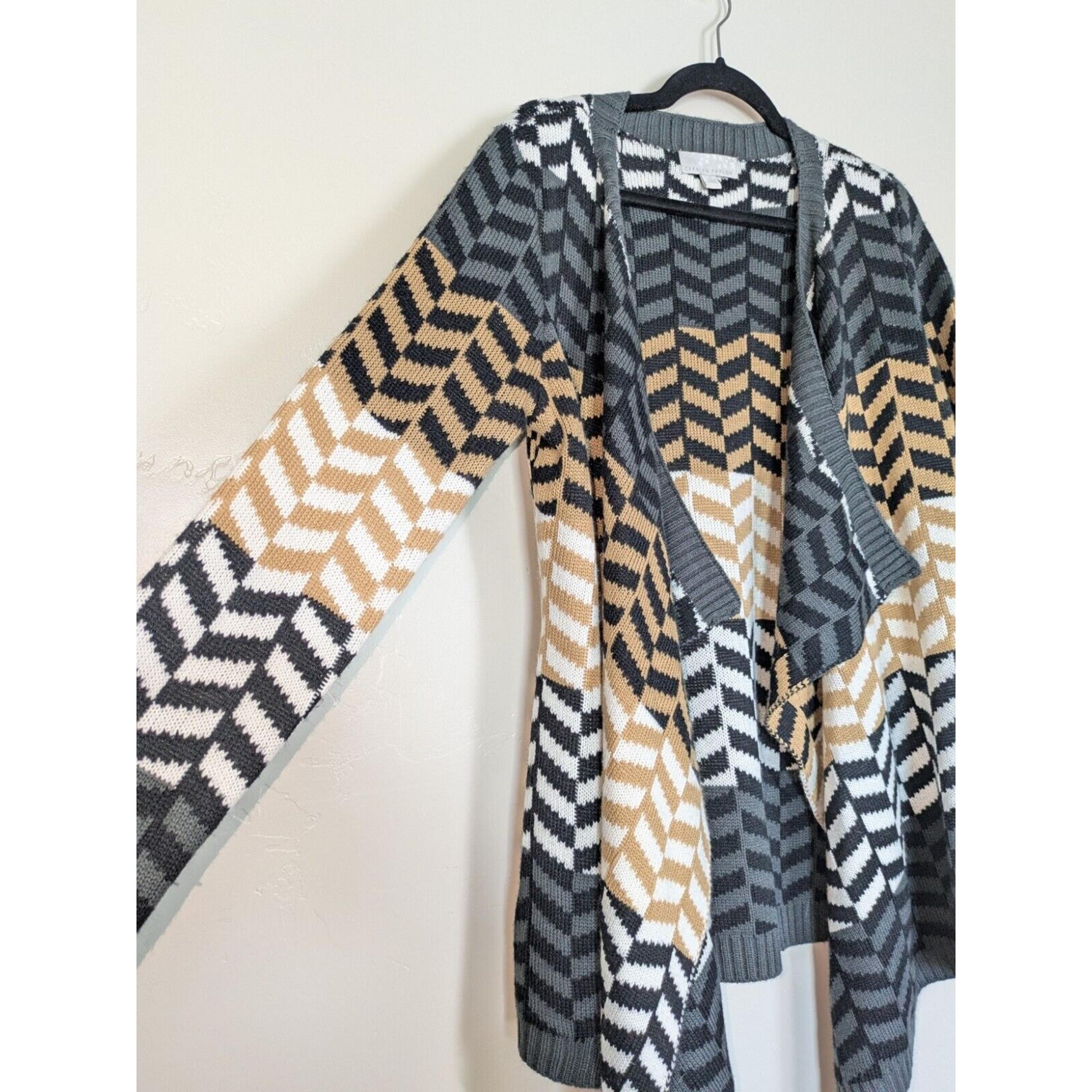 Carolyn Taylor Cardigan Womens Size Small Asymetrical Geometric Knit Sweater
