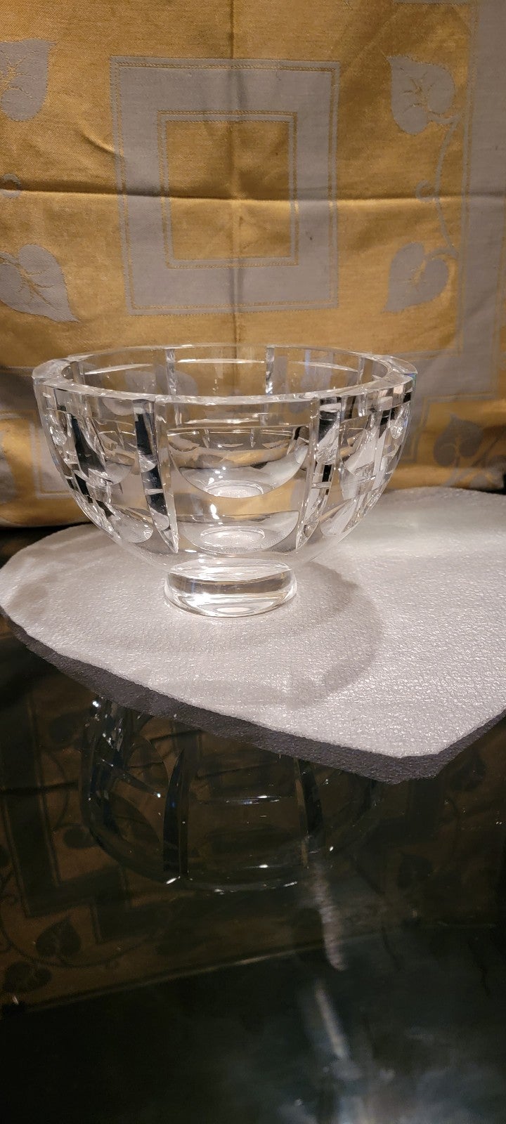 ORREFORS SIMON GATE SIGNED 1000 WINDOWS CRYSTAL GLASS BOWL 5X7 W. CIRCA 1970S