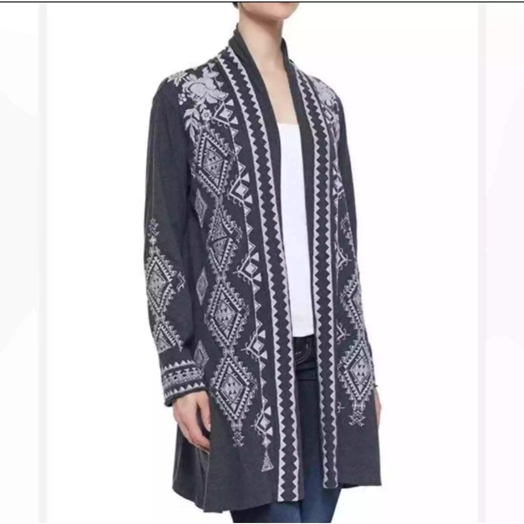 Johnny Was Large Tulia Embroidered Duster Cardigan Size L