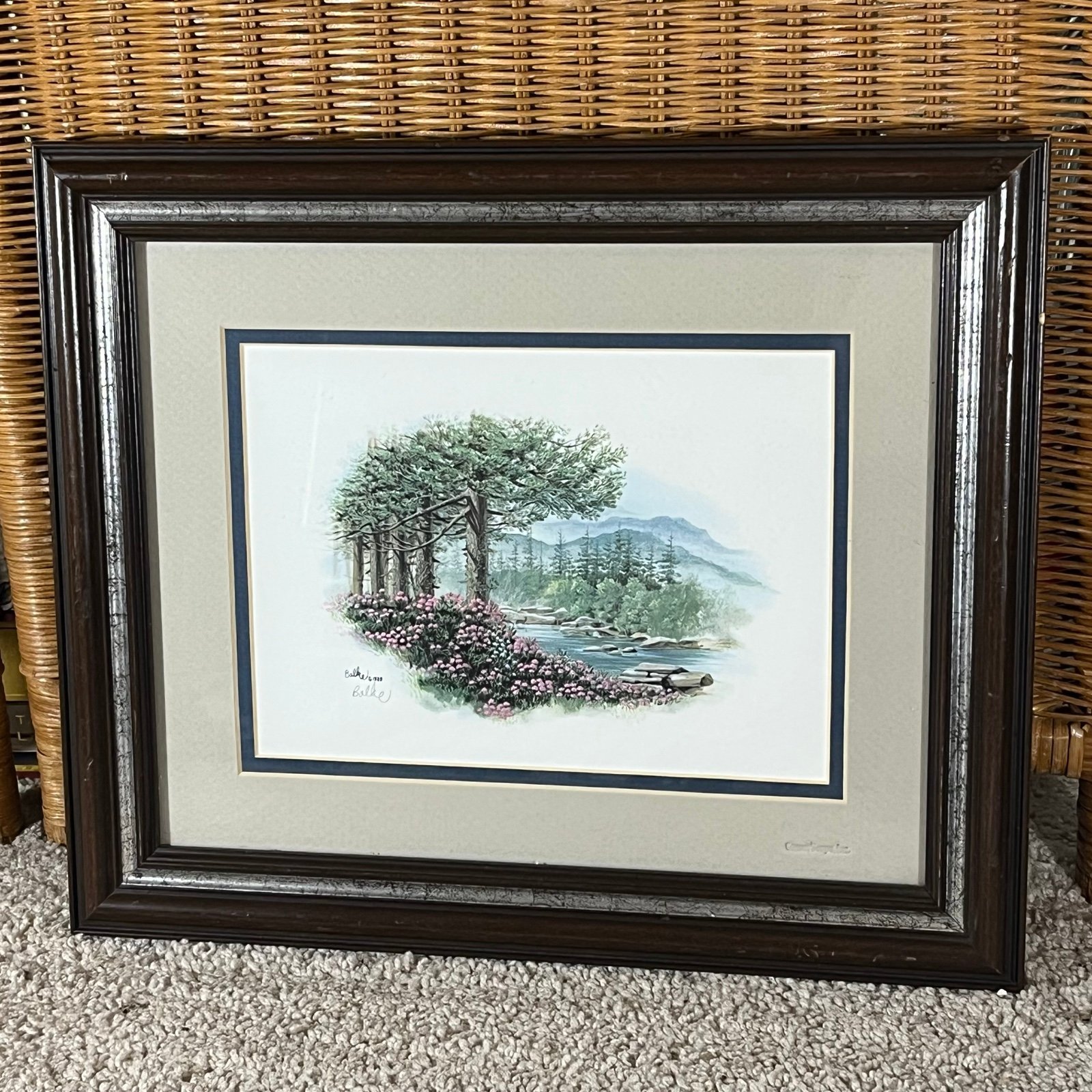 Vintage Don Balke signed lithograph art print framed matted landscape outdoors