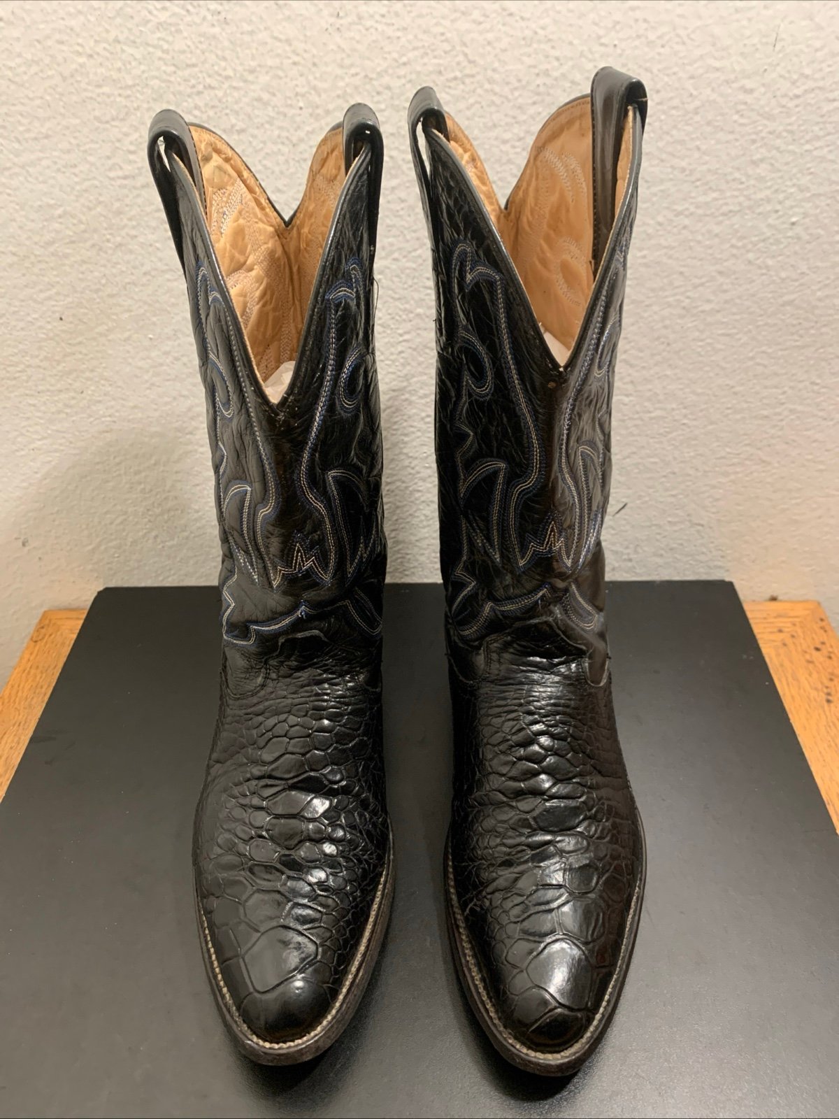 Vtg Sea Turtle Black print Boots Sz Max 26 1/2 US 7.5 Botas Carruaje