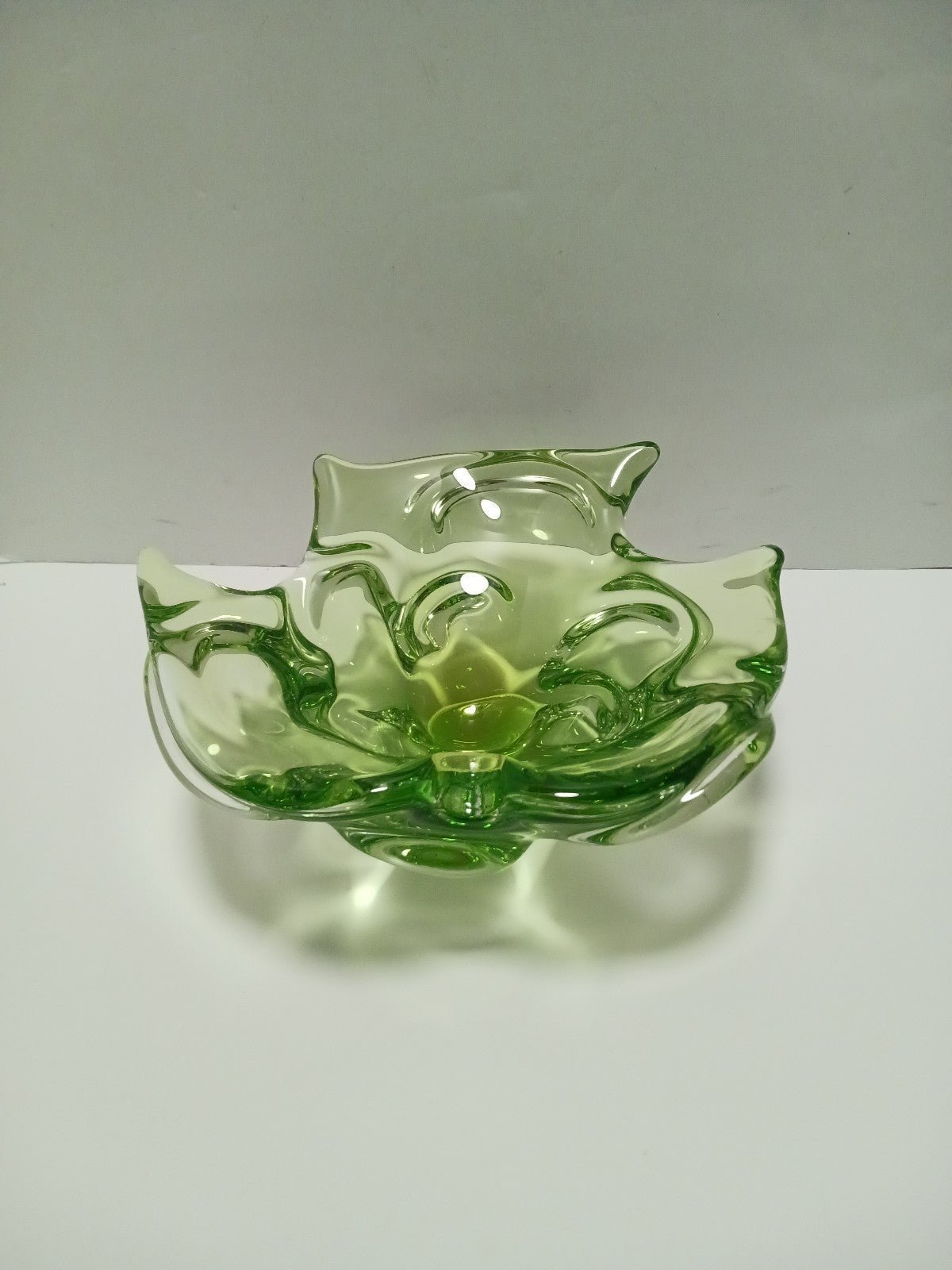 Vintage Murano Italy Art Glass Bowl Candy Trinket Dish Ashtray Green
