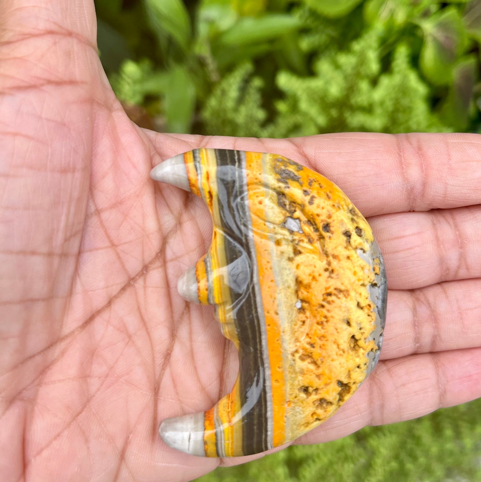 Bumblebee Jasper Moon Carving