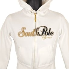 Southpole Sweatshirt Hoodie Womens Size Small White Crop Top Y2K Retro Full Zip