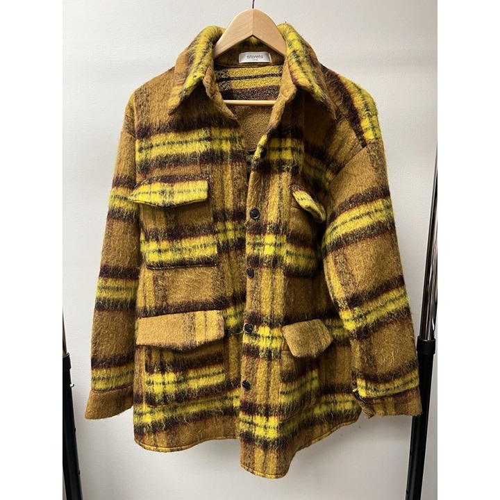 Storets S/M Yellow Plaid Fuzzy Coat Cher Clueless Korea K-Pop